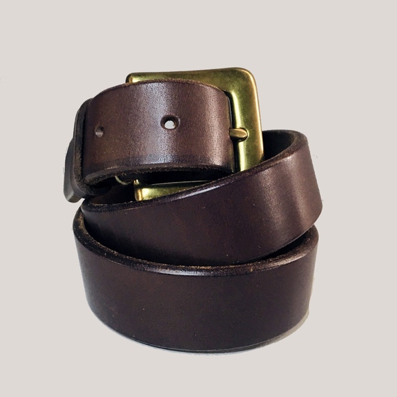 GAP ITALIAN LEATHER BRASS BUCKLE BELT - Picture 2 of 9